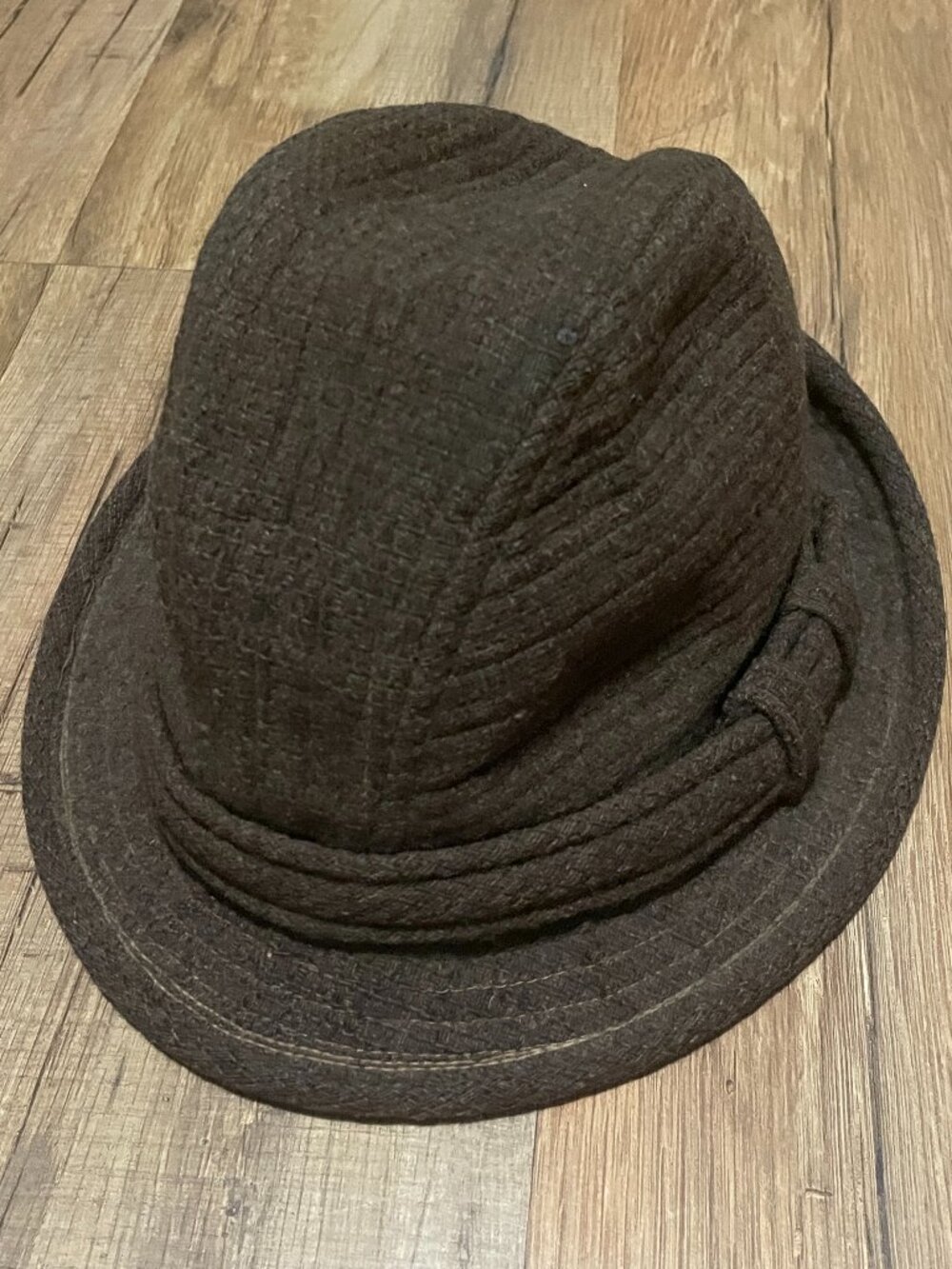 Vintage Brown Textured Fedora Trilby Hat 7 1/4 Men's